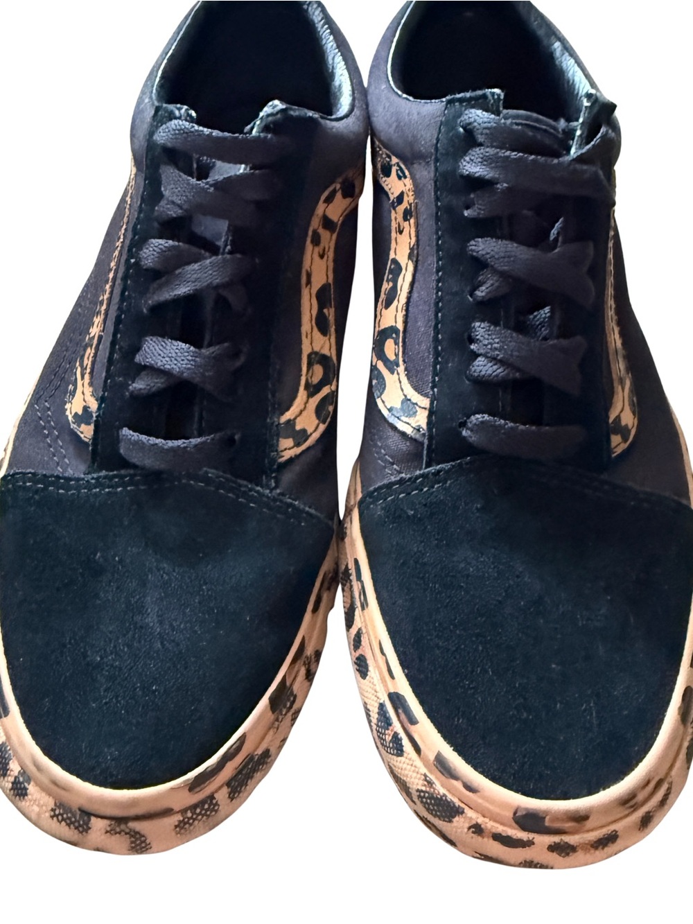 VANS OLD SKOOL PLATFORM LEOPARD PRINT BLACK SUEDE CANVAS SNEAKERS WOMENS SIZE 8 - Picture 2 of 11